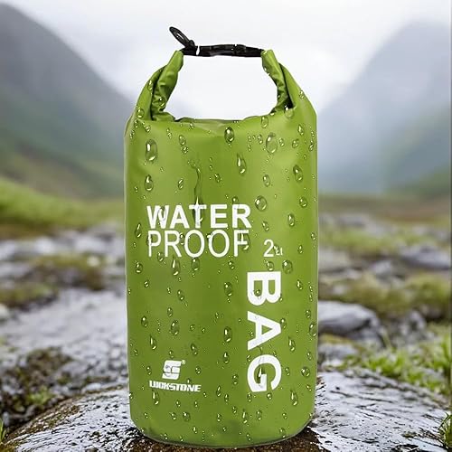 Bolsa seca impermeable para kayak de 2 litros, saco seco impermeable pequeño para navegar (verde claro)