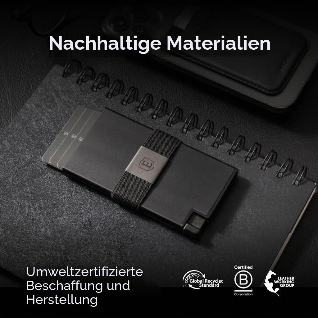 Ekster Kartenhalter aus Aluminium | RFID-Geldbörse für Männer und Frauen | schlanke und minimalistische Aluminium-Geldbörse mit Pop-Up-Kartenhalter (Mattschwarz)