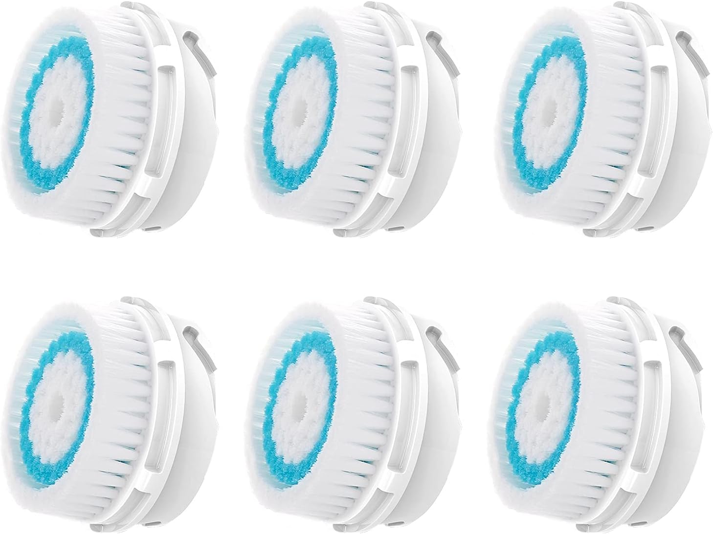 Facial Cleansing Brush Replacement Heads, Deep Pore Cleansing Brush Heads, for Acne Prone, Clogged and Enlarged Pores Sensitive Skins (6 Pack/Blue)