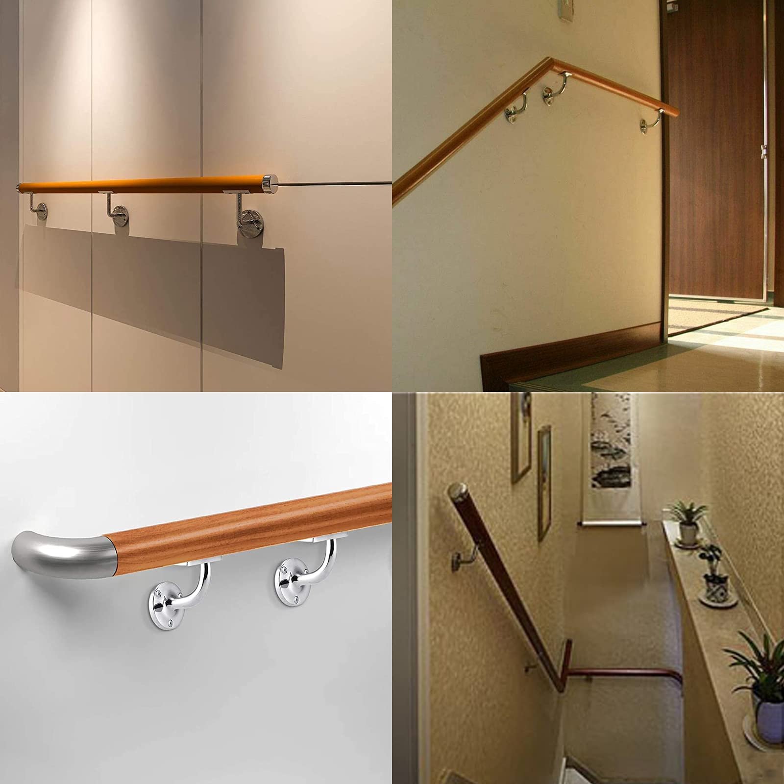 4 PCS Staffe per Corrimano in Acciaio Inossidabile, Scale Supporto a Parete, Ringhiera Zincata per Supporti in Legno Metallo