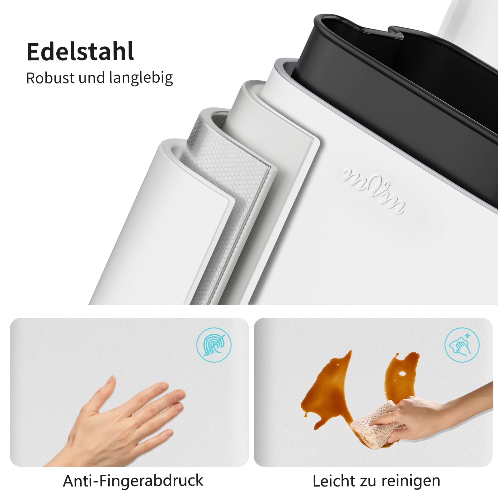 mVm Mülleimer Küche,30 Liter Abfalleimer mit Pedal,Treteimer mit Inneneimer aus Kunststoff,Tretmülleimer mit Deckel,Softclose, Offenhaltefunktion,Fußpedal,Edelstahl,für Bad oder Büro