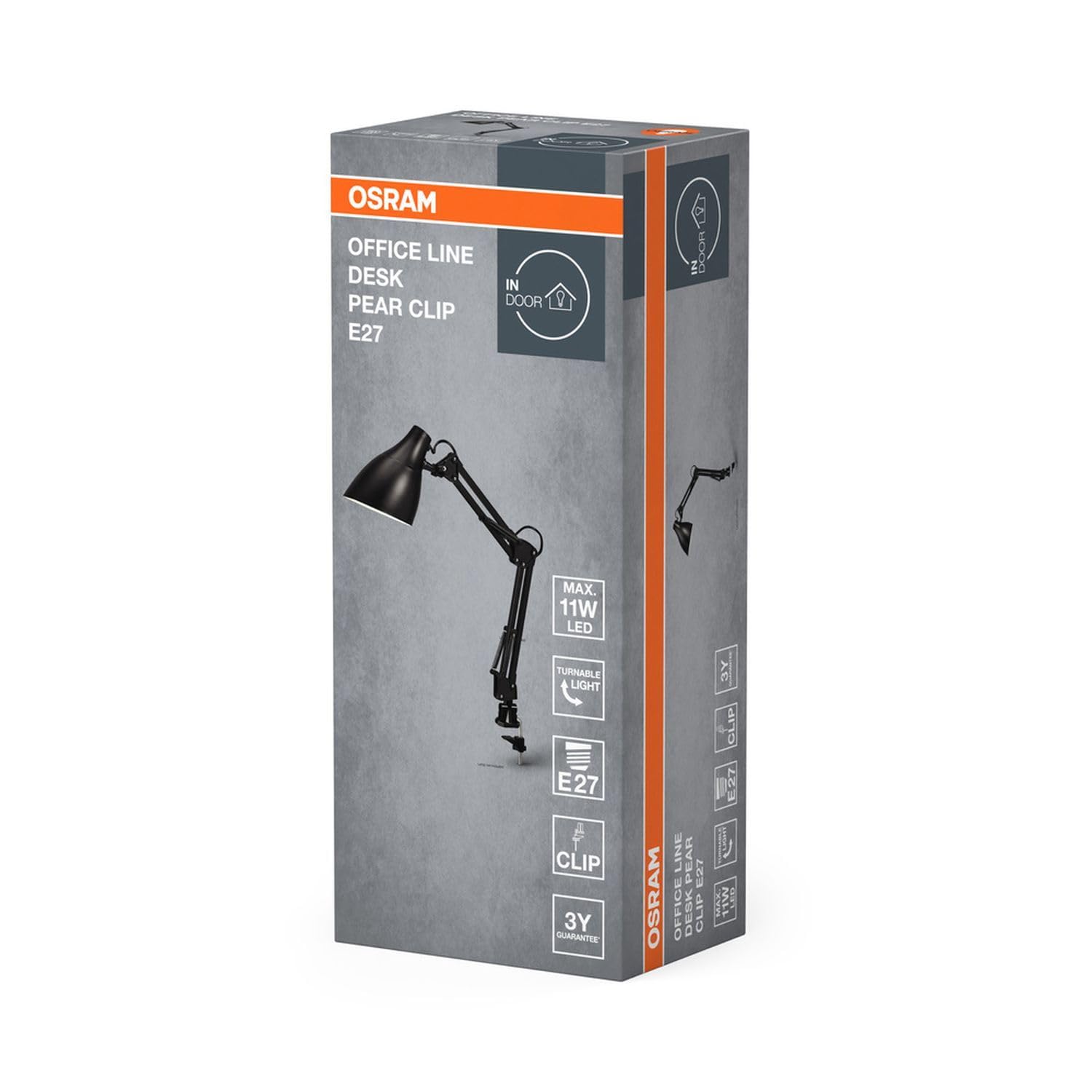 Licht-Erlebnisse Klemmleuchte Metall Schwarz E27 verstellbar modern funktional Schlafzimmer Wohnzimmer Arbeitszimmer H:40 cm Tischlampe Schreibtisch Büro