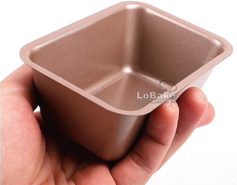 6pcs mini rectangle golden nonstick carbon steel cake mold loaf pans cheese pan mousse bread mould tart holder pudding jelly tin