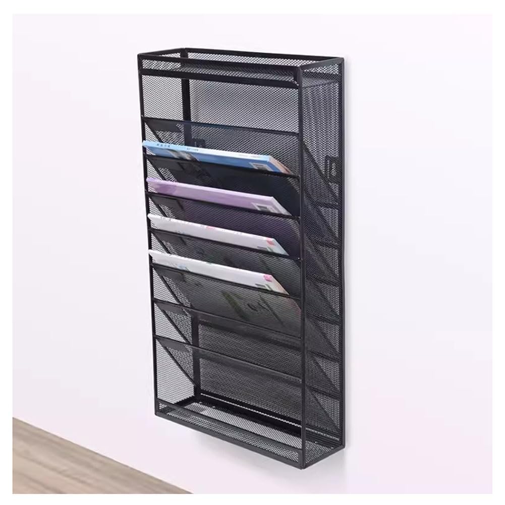 Organizador de malla para papeles archivador de pared negro para folletos y revistas A4