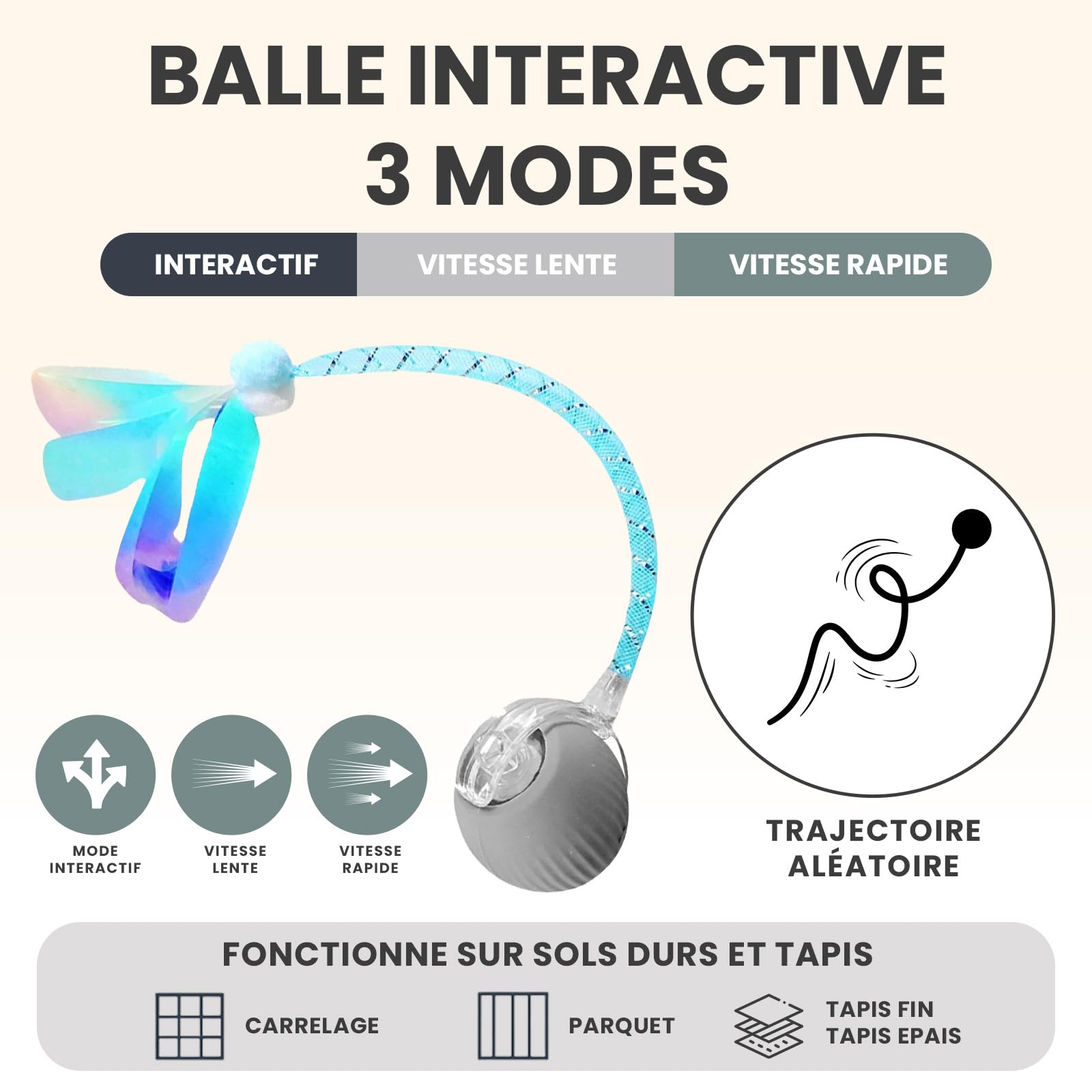 Coffret 4 Jouets Interactifs pour Chat avec Herbe à Chat | Laser Automatique Rotatif, Laser Manuel, Balle Interactive, Oiseau Volant avec Catnip | Pack Anti-Stress et Stimulation Féline
