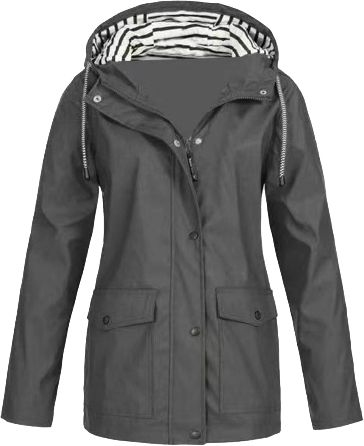 Plus Size Rain Jackets for Women Lightweight Waterproof Windbreaker Raincoat Outdoor Travel Trench Coat