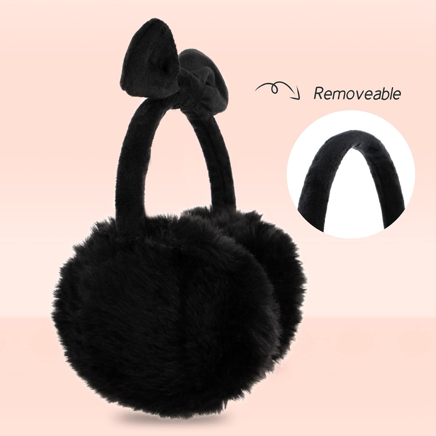 POXIMI Women Winter Earmuffs Girl Ski Adjustable Ear Covers for Cute Bow Ear Warmer Outdoor Earmuff Fleece Lining - Image 2
