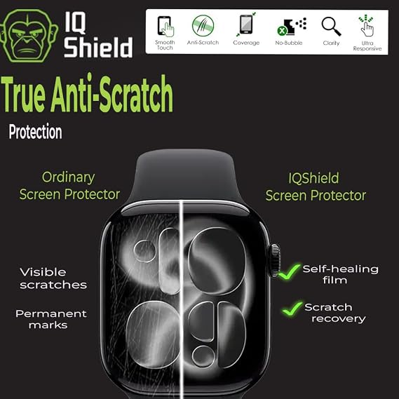 IQShield 6 Pack for Apple Watch Series 11/Series 10 Screen Protector 42mm - Easy Install, Ultra Thin, Smudge Resistant, Anti-Scratch, Anti-Bubble Clear TPU Film