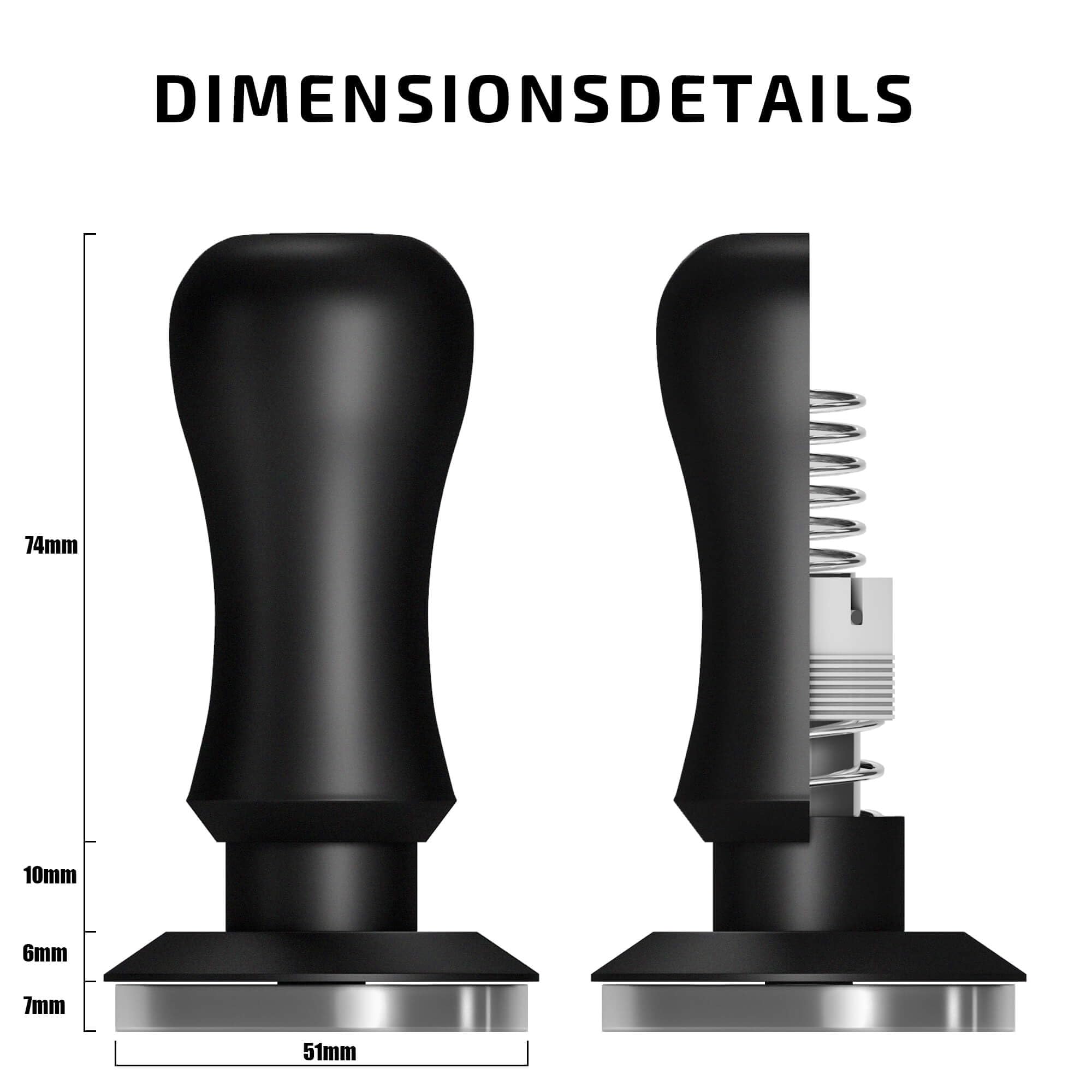 KYONANO Tamper de 51 mm, apisonador de café expreso, elegante prensa de fuerza decente, calibrado a presión de contacto de 30 libras, acero inoxidable 304, accesorios para máquina de café expreso