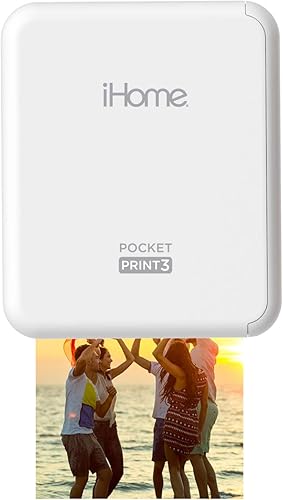 Miniatura 9 de iHome® PocketPrint3™ Impresora fotográfica en color móvil, impresiones cuadradas de 3 x 3 pulgadas (blanco)