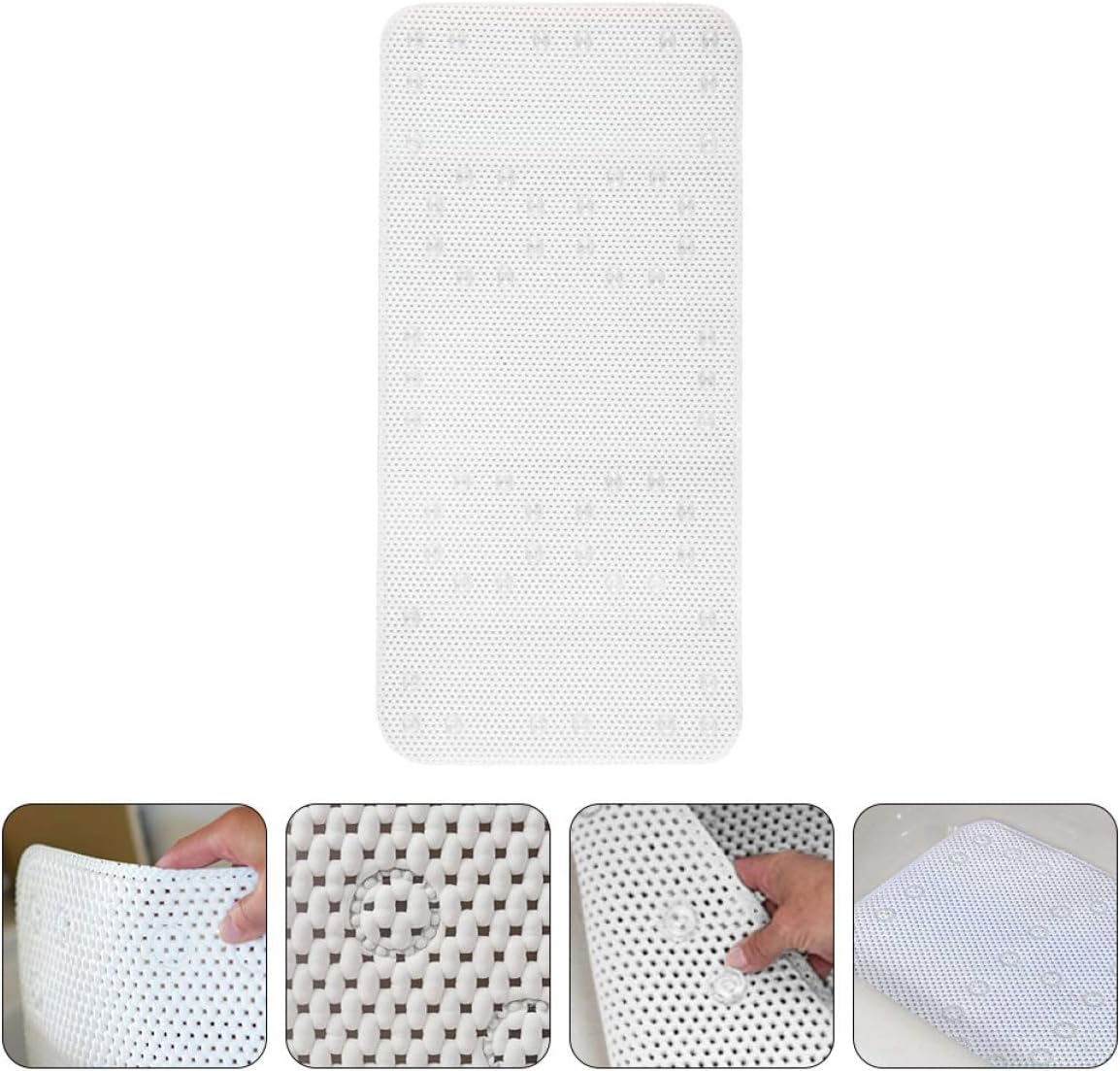 Garneck Non-Slip Bath Tub Mat with Suction Cups Drain Holes and Machine Washable Design for Safe Bathing Suitable for Elderly and Boys and Girls