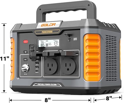 Miniatura 8 de BALDR Pioneer estación de energía portátil de 500 W, 461 Wh, generador solar, batería de litio de reserva con inversor de onda sinusoidal pura, para
