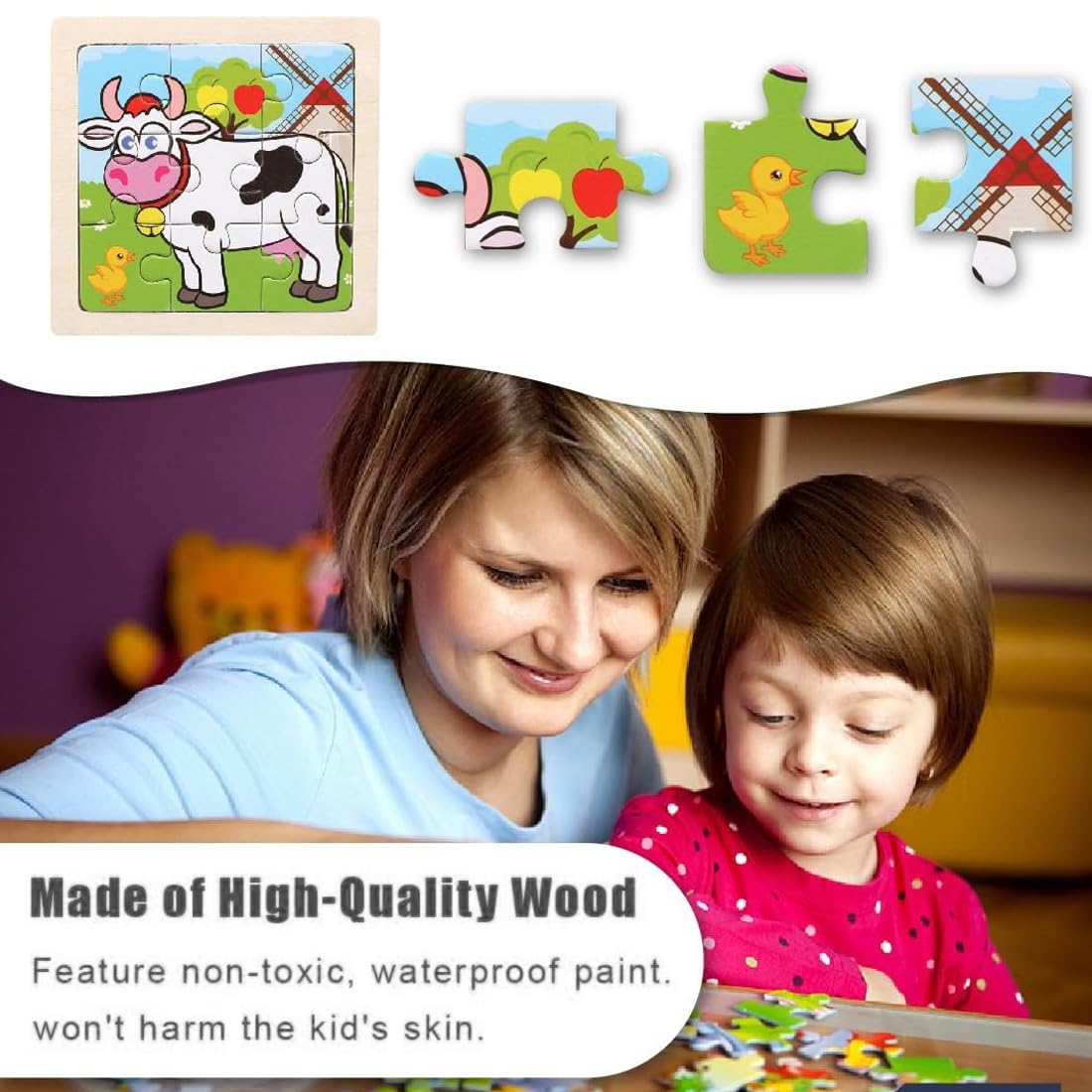 Holzpuzzle Holzspielzeug für Kinder I Holzpuzzle, Holzspielzeug ab 1 2 3 Jahren, Steckpuzzle Holz Montessori Spielzeug für Baby, Tier Holzpuzzle Puzzle Kleinkind Lernspielzeug, Dinosaurier