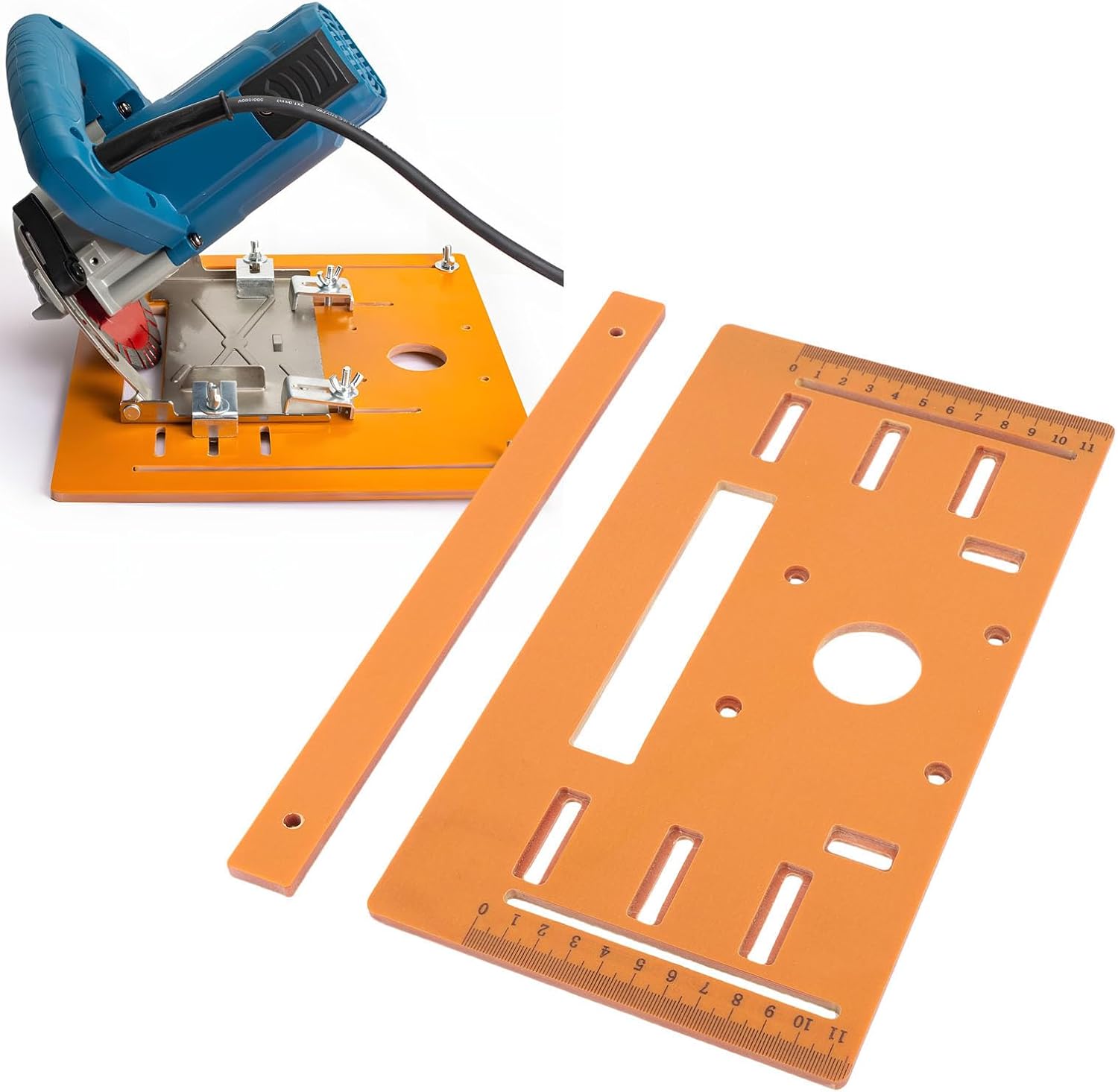 Sorandy Circular Saw Base Plate, Woodworking Bottom Plate with Polyurethane PU Material and Scale Markings for Edged Cutter and Flat Bevel Cuts 28x15cm