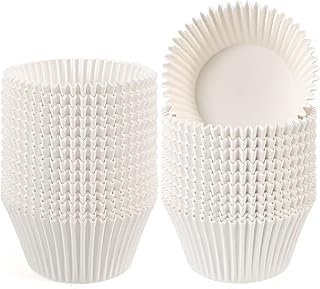 Caperci Jumbo Cupcake Liners White Muffin Baking Cups 300-Count, No Smell, Food Grade, Upgraded Grease-Proof Paper (White)