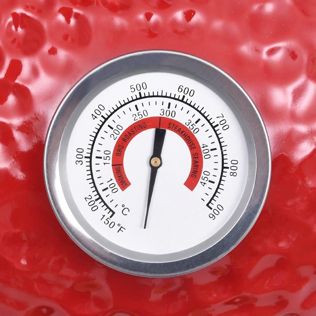 Kamado - Barbecue affumicatore 2 in 1 in ceramica, 56 cm, con griglia in acciaio inox da 26,5 cm, coperchio ribaltabile, termometro, ventilazione per barbecue, barbecue, affumicatura, all'aperto