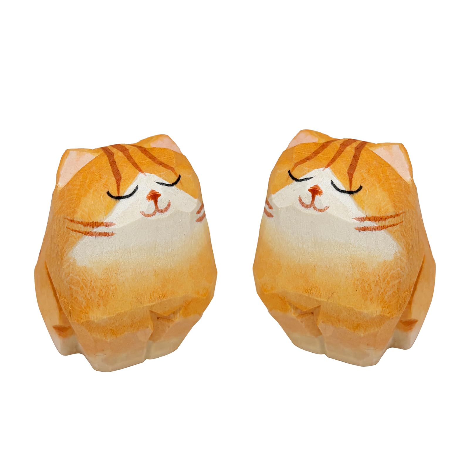 Small Wood Orange Cat Figurine – Handmade Carved Orange Cat Statue, Unique Home Decor & Collectible Gift for Cat Lovers (Orange)
