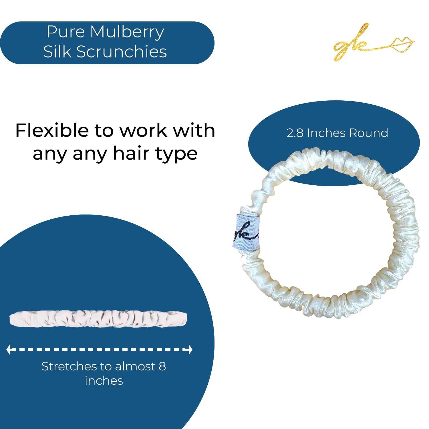 Mulberry Silk Scrunchies No-Slip Hair Ties Gentle Hold Ponytail Sleep Amazon.com : 8 Pcs 100% Pure Mulberry Silk Hair Scrunchies  main image 2