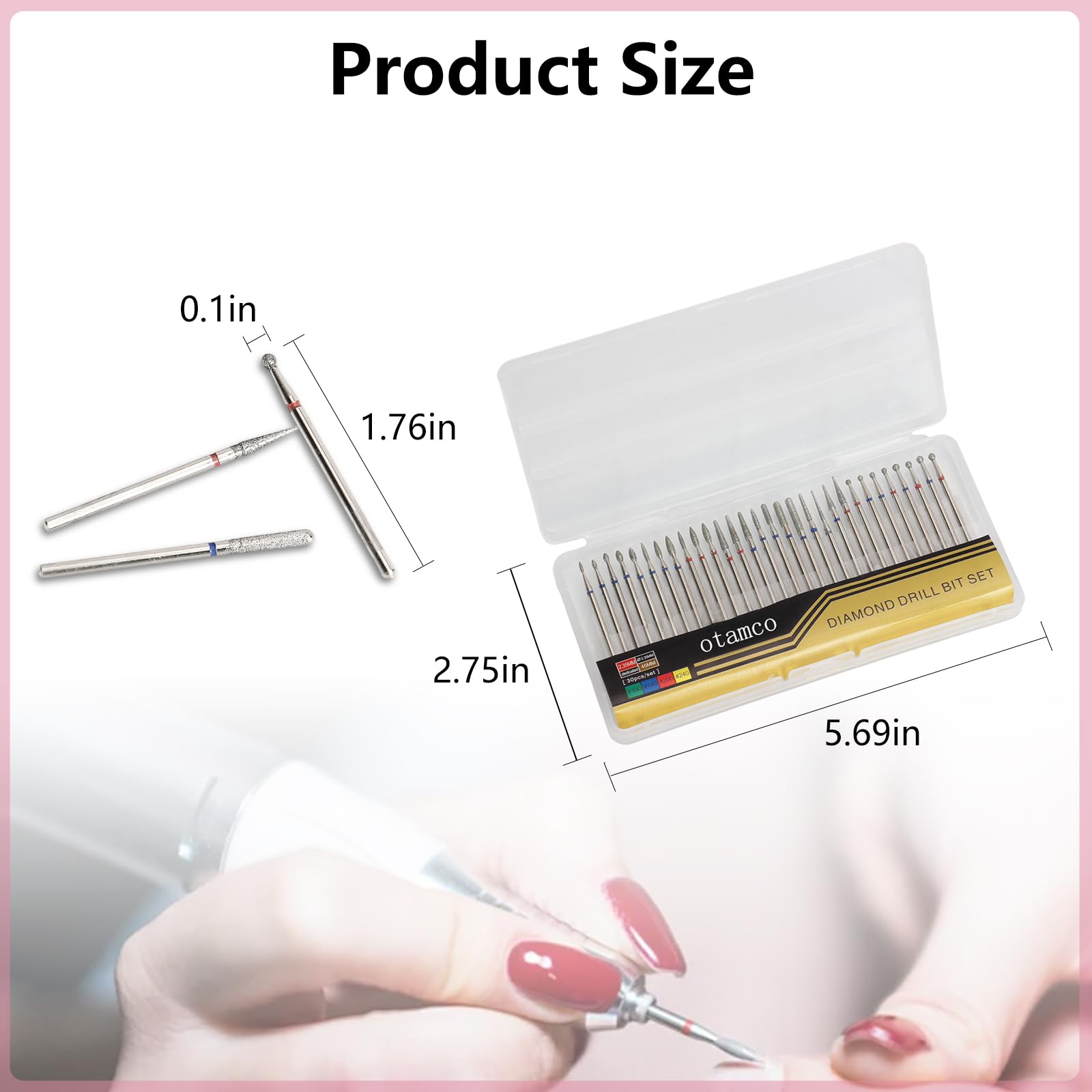 Juego de brocas de uñas de diamante de seguridad profesional, brocas de cutícula de carburo de 3/32 pulgadas para manicura y pedicura eléctricas, 30 piezas 5