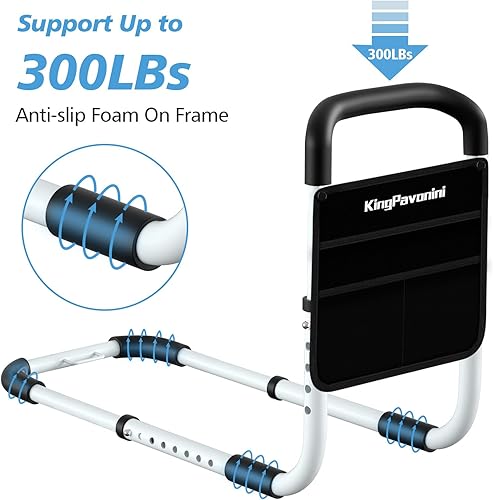 Miniatura 5 de Riel de cama  Rieles de cama para adultos mayores  Asistente de movilidad de barra de soporte de cama médica con bolsa de almacenamiento gratuita y