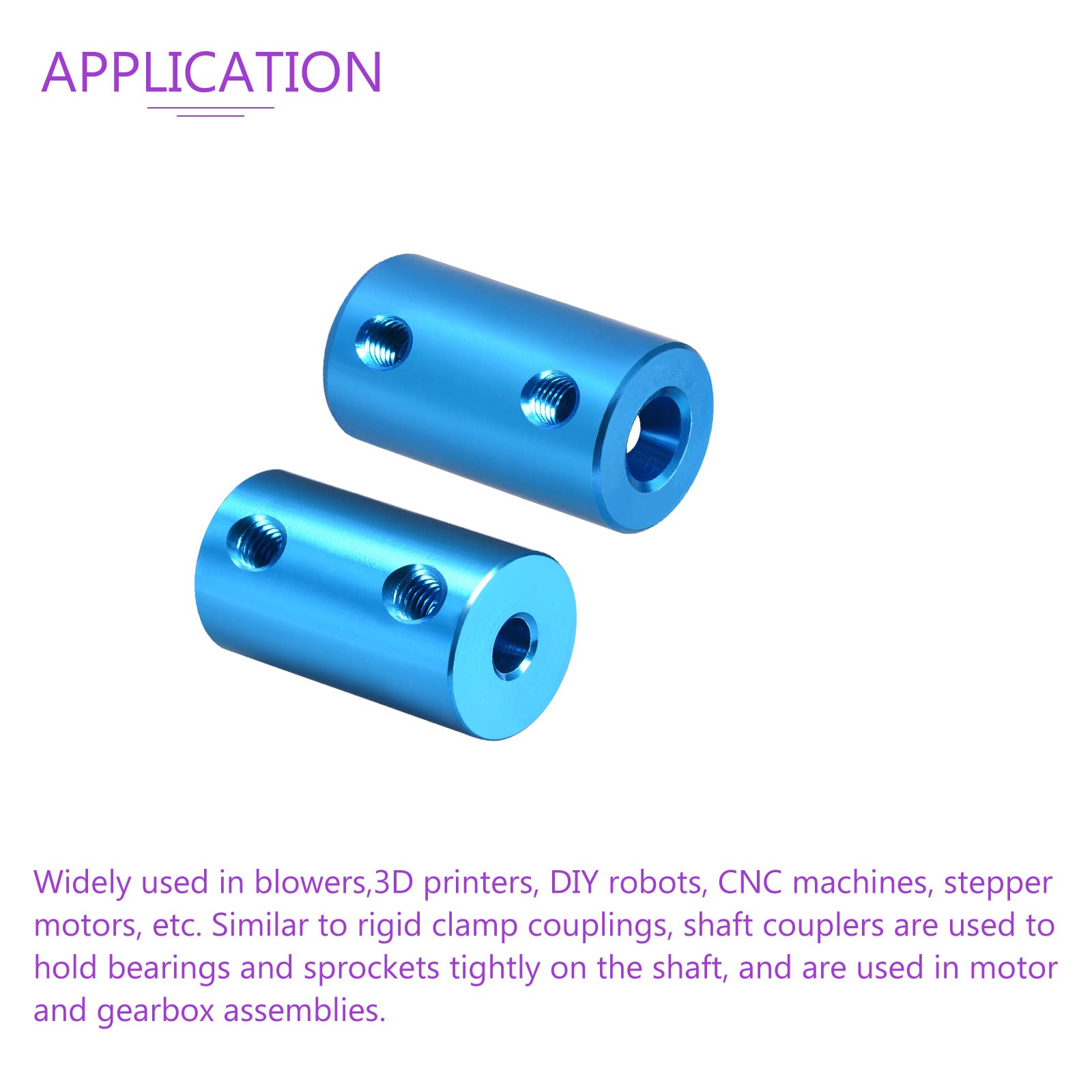 DMiotech 2 Pack 4-6mm Bore L25XD14 Rigid Coupling Shaft Coupling Joint Connector w Screws Aluminum Alloy Motor Shaft Connector for 3D Printer Blue - Image 4