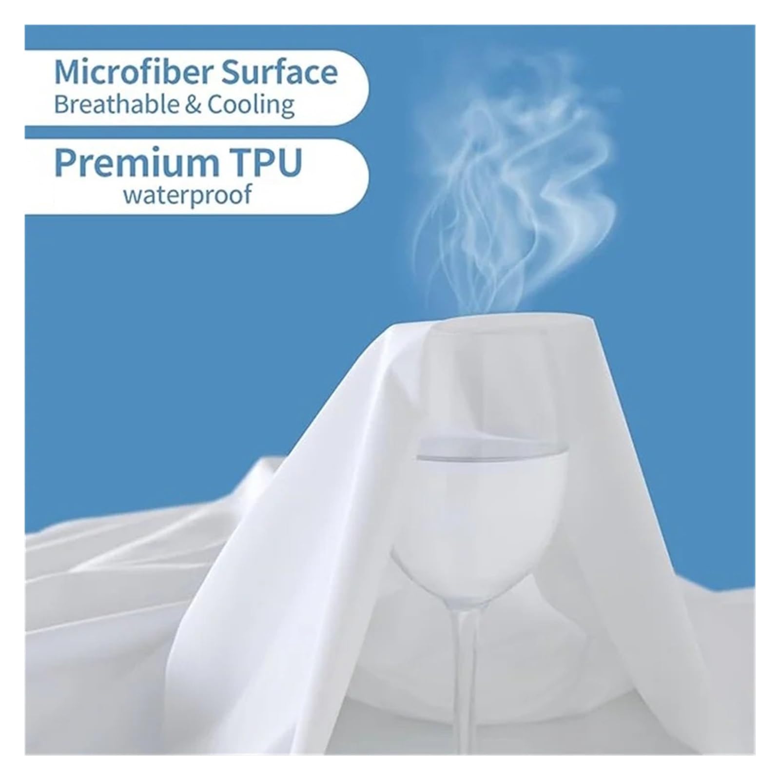 Sobrecolchón Acolchado de Microfibra Funda de colchón impermeable con cremallera, sábana ajustable de 6 lados, todo incluido, colchas a prueba de polvo for Protector doble(White,200X200X30cm 1Pc)
