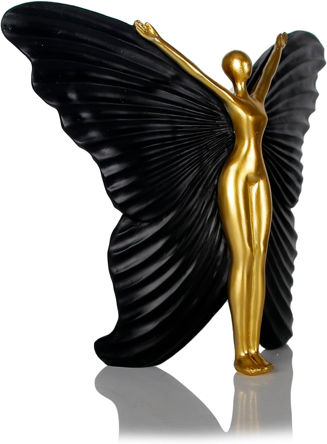 Black Fairy Statues and Figurines Indoor Table Decor - Abstract Modern Home Sculpture - Resin Fairyland Fairy Statue for Home Office and Bedroom Dresser Decor