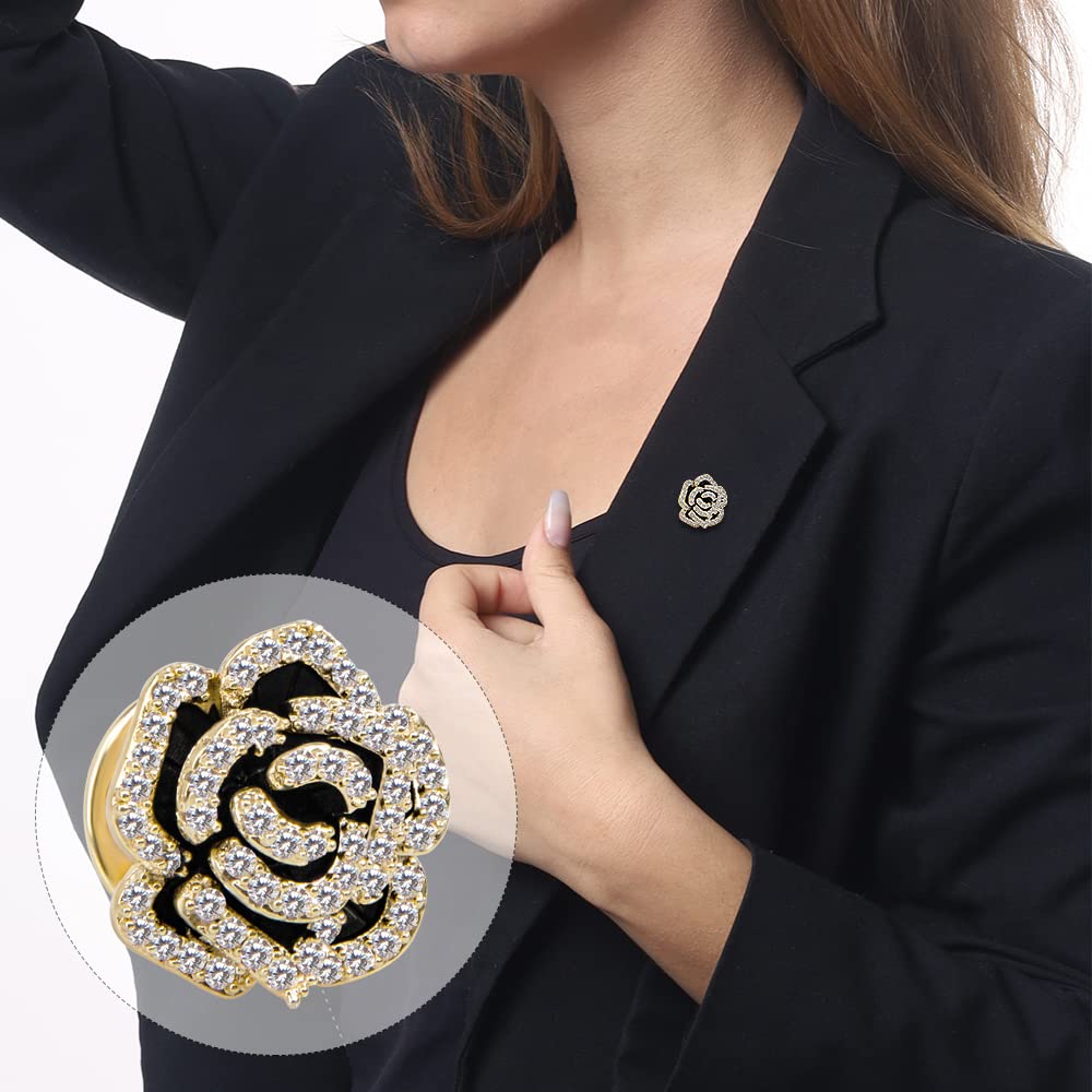 Broches para Mujer, Broche pequeño y Delicado con Forma de Flor Negra para Solapa, joyería para Aniversario o cumpleaños.