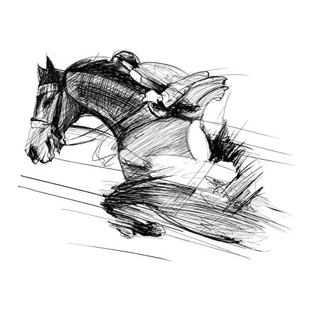 Wee Blue Coo Racing Horse And Jockey Unframed Art Print Poster Wall Decor 12x16 inch