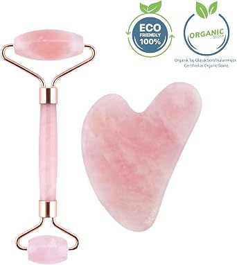 Seay Pink Quartz Quartz Face Roller & Guasha Facial Massager Set Massage Stone Natural Stone Premium