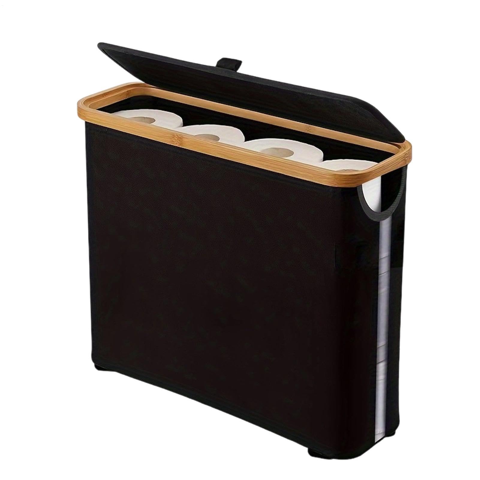 Rangeur pour Papier Toilette,Conteneur Pliable autoportant - Panier à Rouleaux de Papier Toilette avec Un Couvercle et Une poignée,pour jusqu'à 12 Rouleaux, Salle de Bain, Salon, Placard