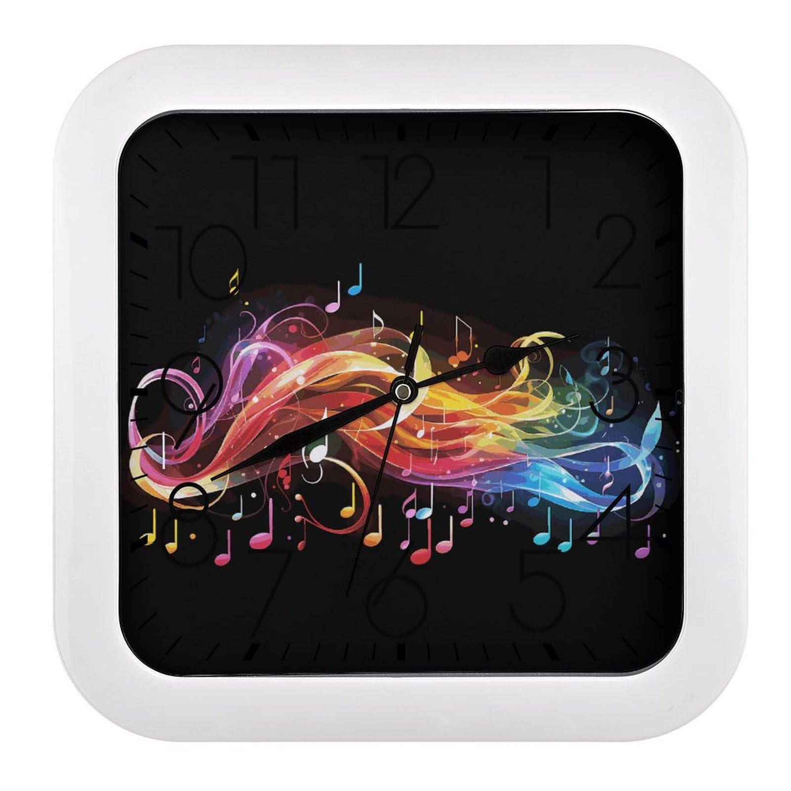 Horloge murale fonctionne à piles 25,4 cm silencieuse avec imprimé musical coloré