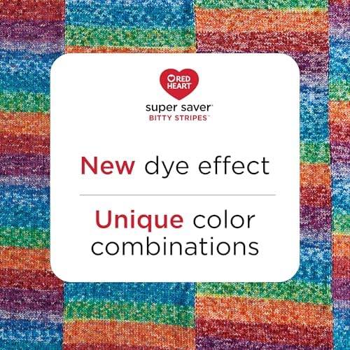 Red Heart Super Saver Bitty Stripes Unicorn Mane Yarn - 2 Pack of 283g/10oz - 100% Acrylic - #4 Worsted (Medium) - 515 Yards - Knitting/Crochet - 3