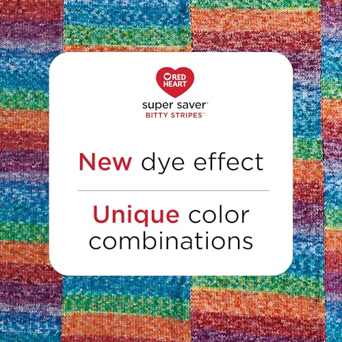 Red Heart Super Saver Bitty Stripes Pink Lemonade Yarn - 2 Pack of 10oz/283g - 100% Acrylic - #4 Worsted (Medium) - 515 Yards - Knitting/Crochet - Thumbnail 4