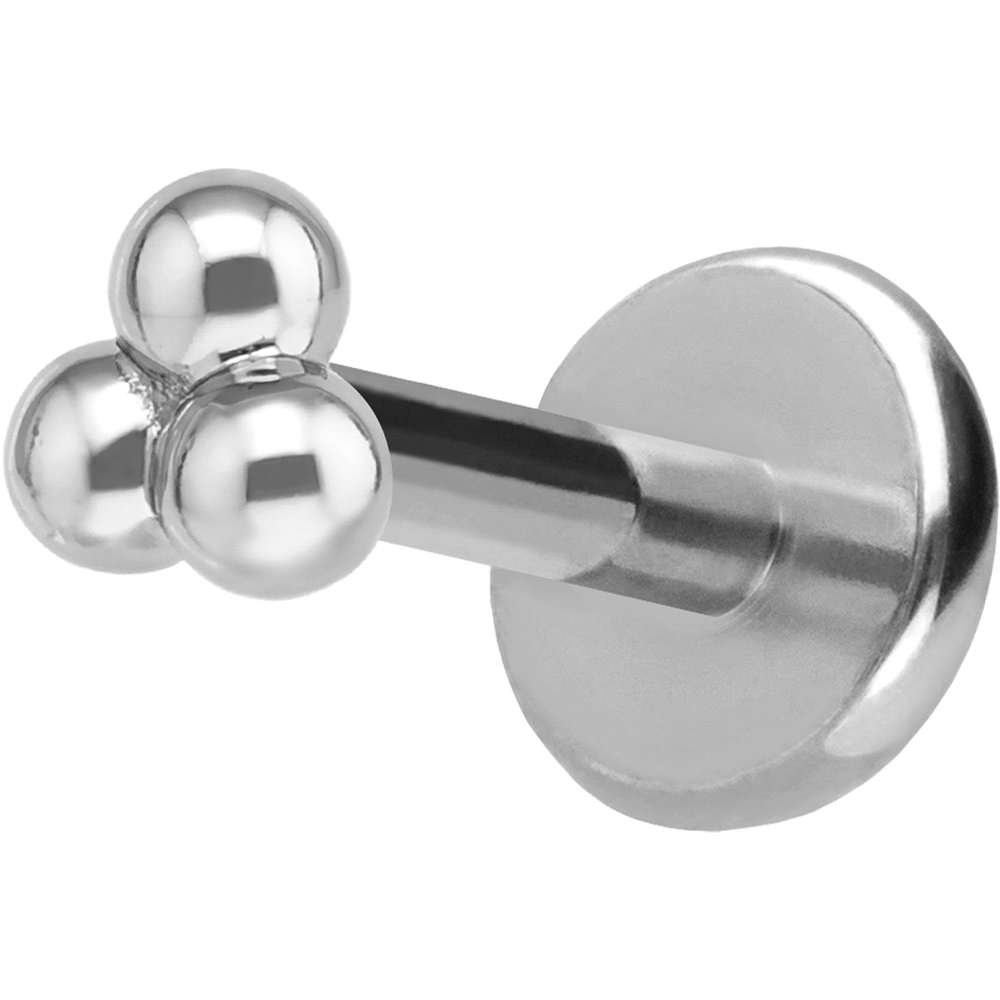 PIERCINGLINE Piercing Stecker Titan Labret mit Innengewinde + 925er Silber Aufsatz 3 KUGELN - Goldfarben, Silberfarben