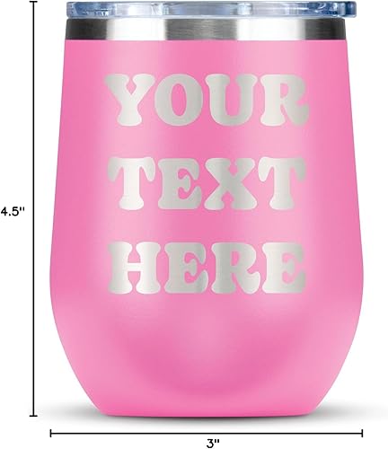 Miniatura 3 de Vaso de vino personalizado con texto grabado personalizado, vaso aislado de acero inoxidable de 12 onzas con tapa, regalo para ella, cumpleaños, rosa