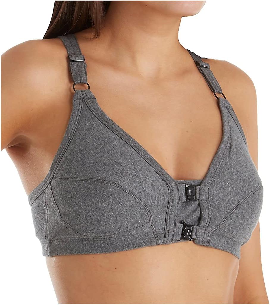 CottoniqueWomen's Hypoallergenic Racer Back Front Closure Support Bra Queen Made from 100% Organic Cotton