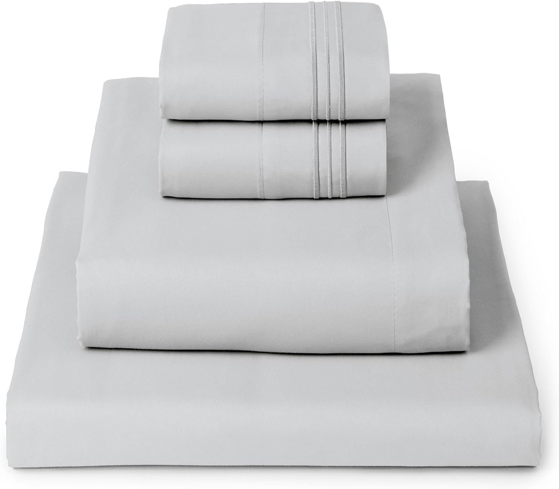 Mellanni Queen Sheets Set - 4 PC Iconic Collection Bedding - Hotel Luxury, Extra Soft, Cooling Bed Sheets - Wrinkle, Fade, Stain Resistant (Queen, Light Gray)