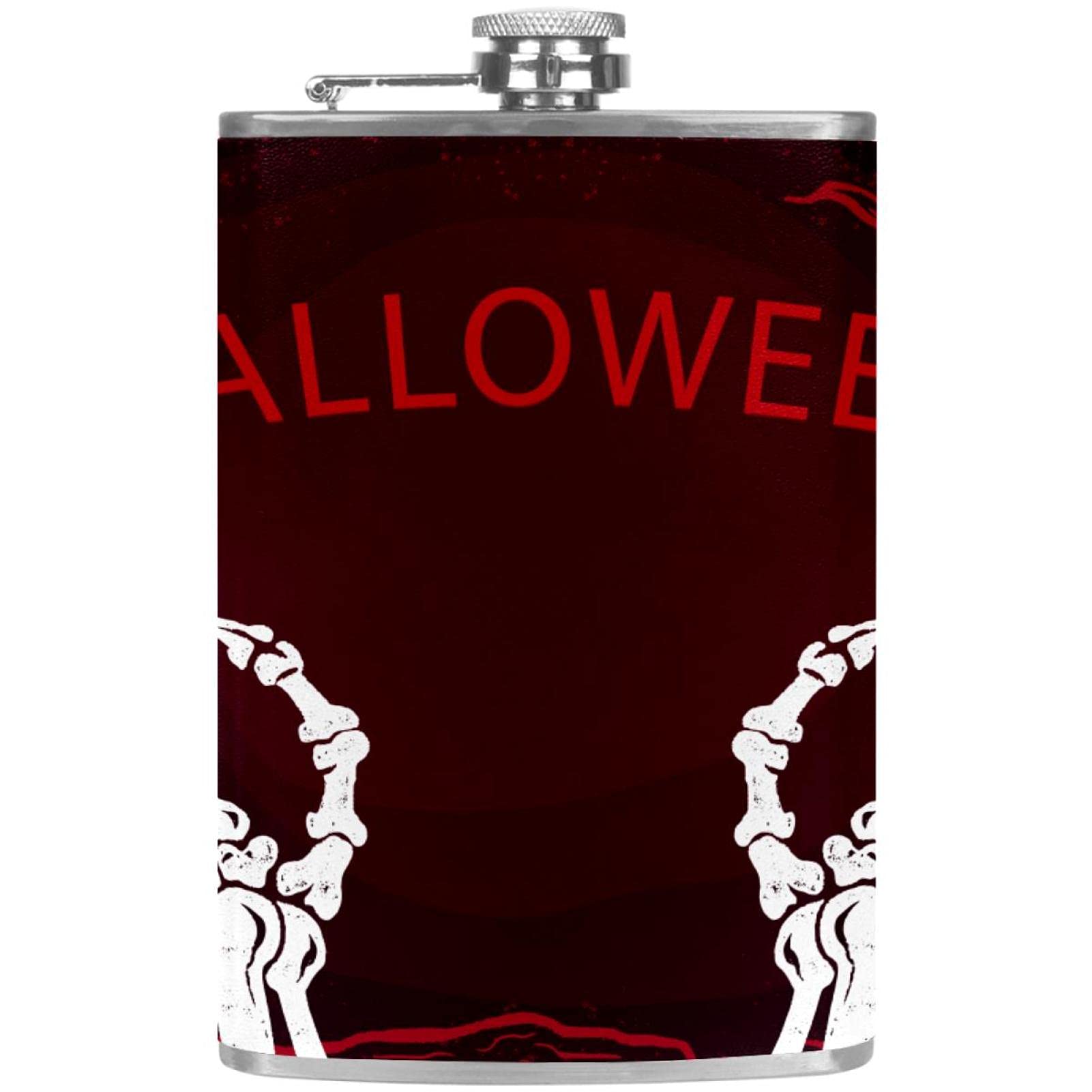 Petite flasque pour liqueur et entonnoir, cadeau original d'Halloween avec motif os