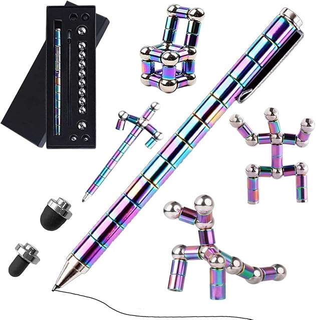 Magnetic Fidget Pen Jiki Crush Metric Pen Crinkle, Crushmetric Switch Strato Pens, Multifunctional Decompression Magnet Writing Toy Pen, Best Gift For Friends (Color)