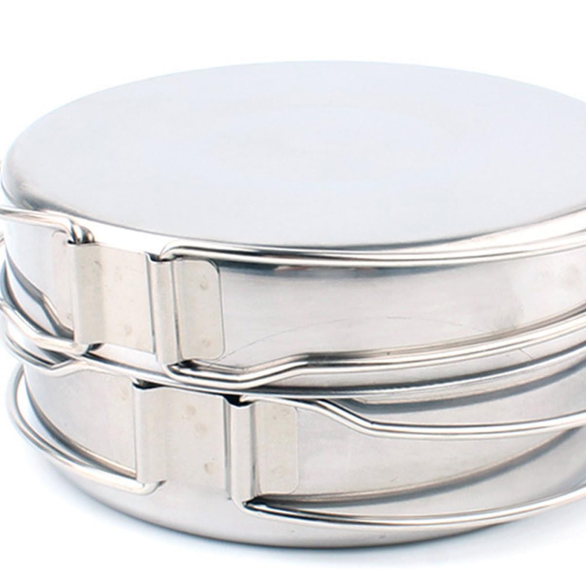 Sosoport 4piezas Platos Acero Inoxidable para Camping Juego De Olla Utensilios De Cocina Accesorios para Exteriores