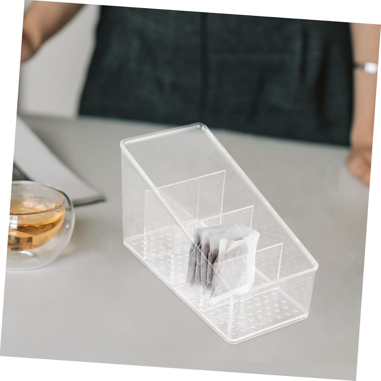 SOLUSTRE Tea Bag Holder Organizer 8 Slot Drawer Tea Organizer Sugar Packet Holder Home Office Storage