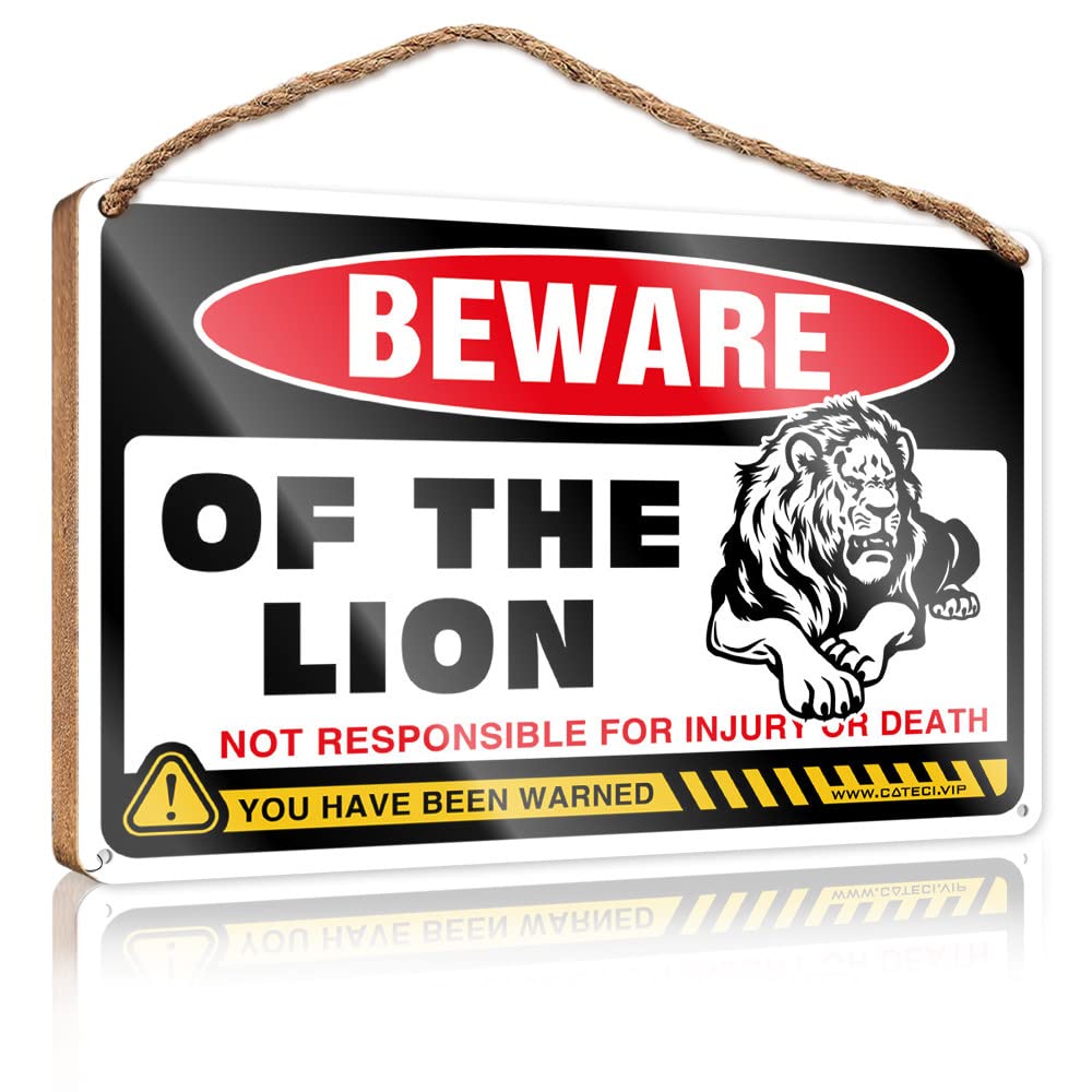 IBWNBBUSN Bathroom Decor Sign Beware Of Lion Wooden Sign Wall Hanging Decor Men My Way