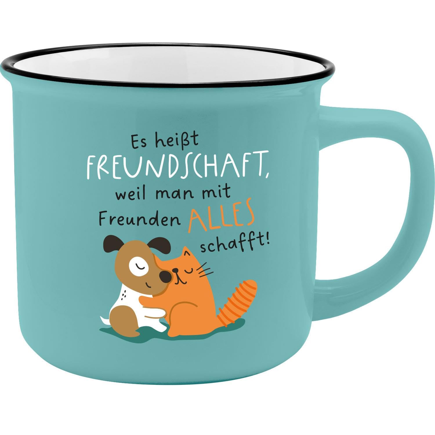 GRUSS & CO Mug with Friendship Motif, New Bone China Porcelain, Enamel Look, 35 cl, Gift for Friends, Breakfast, 73914