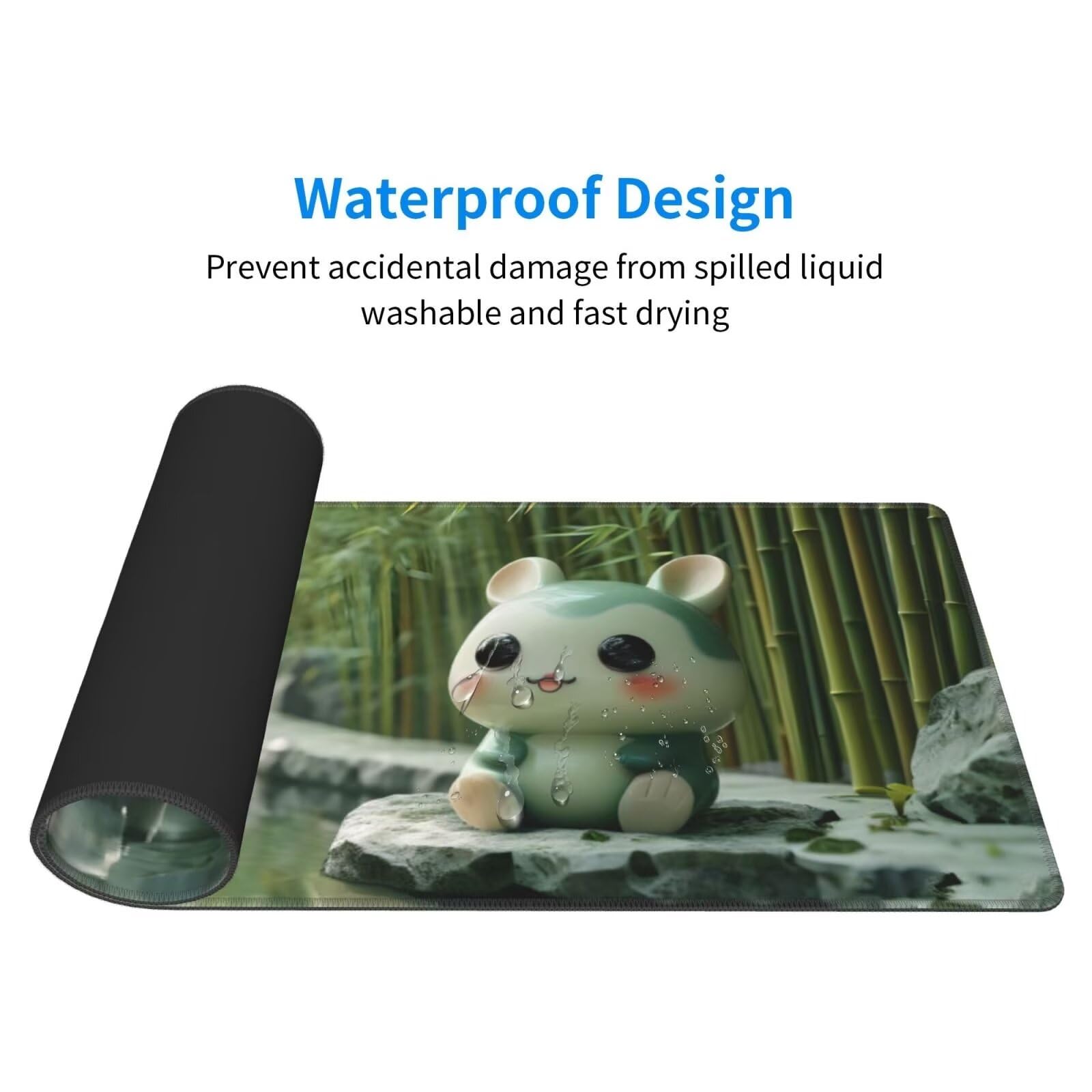Tappetino Mouse, Tappetino Mouse Gaming Grande XXL 1500x800x3mm Tappetino Scrivania Mouse Pad, Base in Gomma Antiscivolo,Bordi Cuciti,Mousepad per Ufficio e Gaming (Animali della foresta di bambù R757