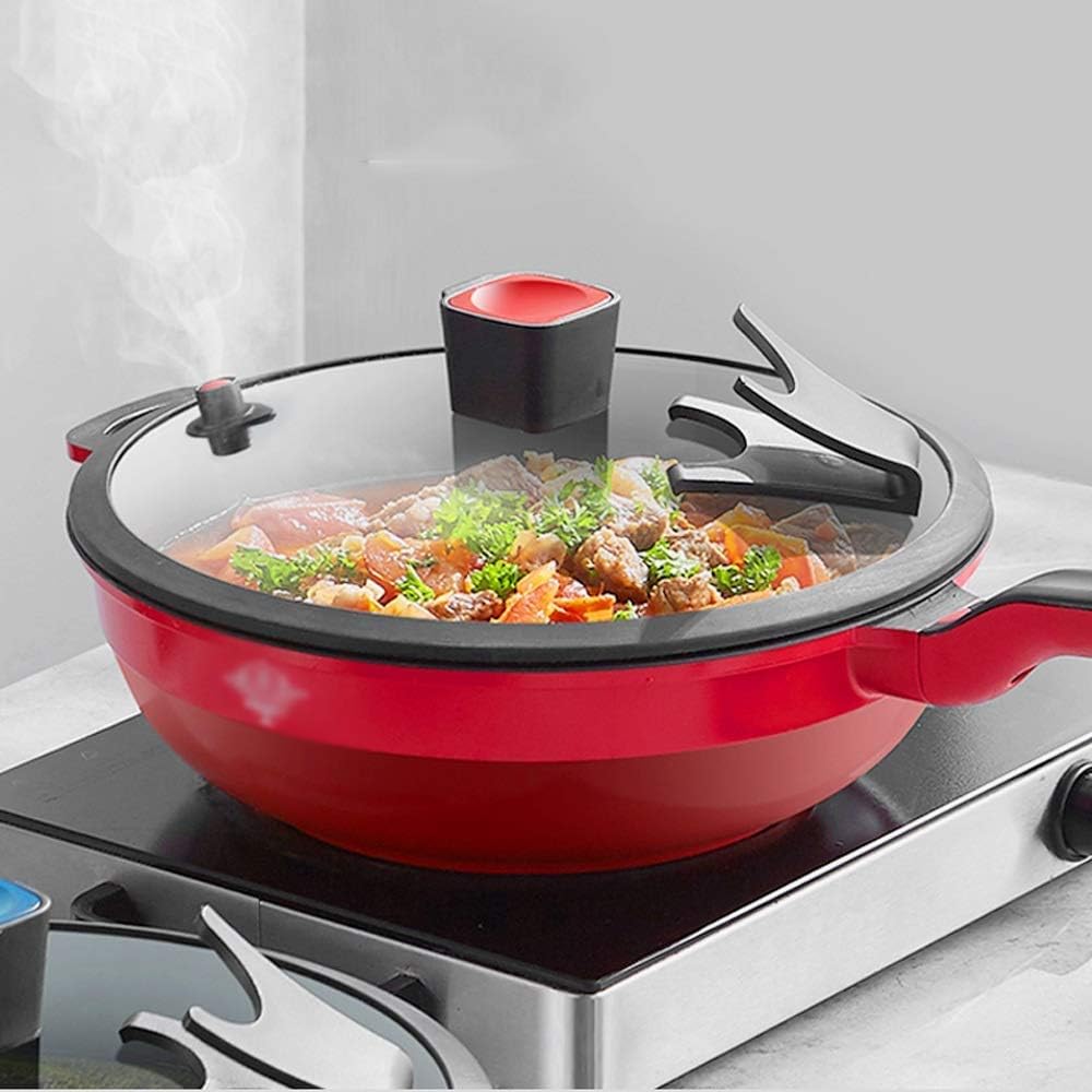 Easy to Clean Pan,30cm Non-Stick Wok Non-Stick Pan Without Oil Smoke Uncoated Household Wok Pan Induction Pot Kitchen Pot Cooking Pot
