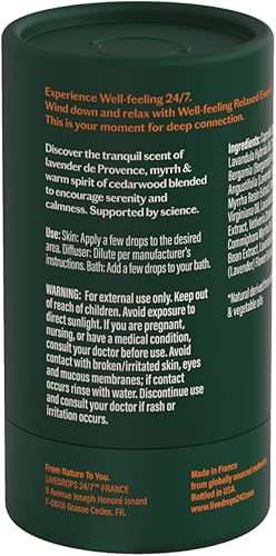 Miniatura 7 de LIVEDROPS 247 Mezcla de aceites esenciales relajados, aroma tranquilo de lavanda, mirra y madera de cedro, aromaterapia, fabricado en Francia, puro