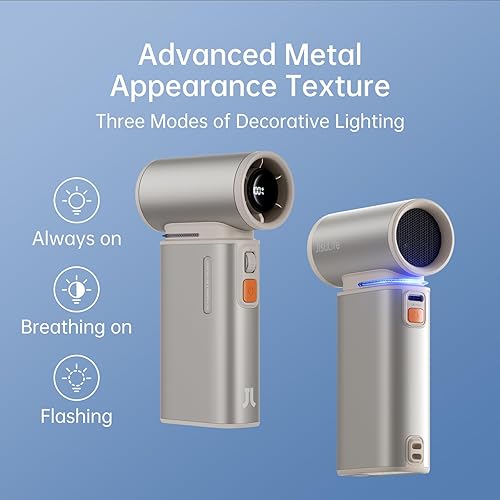 Miniatura 6 de JISULIFE Ventilador turbo portátil de mano, mini ventilador personal ajustable de 100 velocidades, funciona con batería recargable USB de 9000 mAh,
