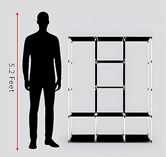 Maison & Cuisine® Collapsible Wardrobe Portable and Foldable Clothes Almira, 2 Hanging Space, 8 Shelves Non-Woven Fabric (Maroon, 88230)