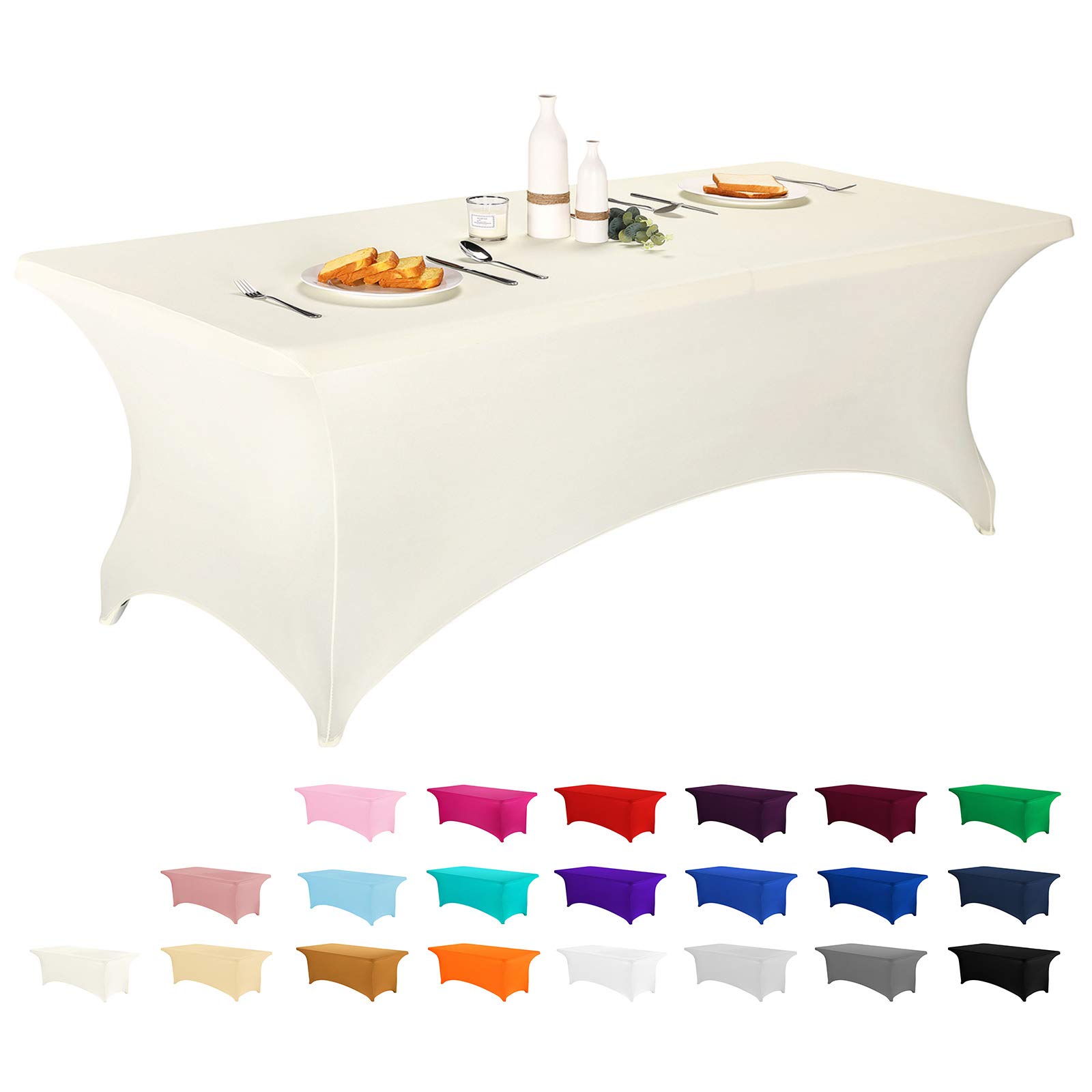 LZY Spandex Fitted Stretch Table Cover for 6 ft or 4ft or 8ft Folding Table, Rectangular Cocktail Tablecloth, Perfect for Party or Banquet